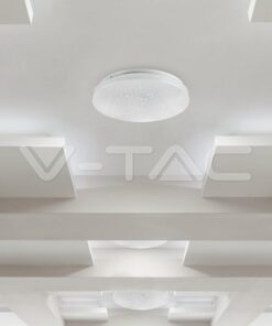 Wi-Fi Smart LED Πλαφονιέρα Λευκή με Έναστρο Κάλλυμα 36W V-TAC RGB+W CCT Dimmable – 7695
