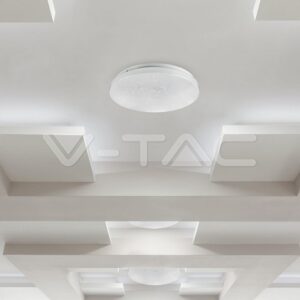 Wi-Fi Smart LED Πλαφονιέρα Λευκή με Έναστρο Κάλλυμα 36W V-TAC RGB+W CCT Dimmable – 7695