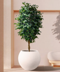 GloboStar® Artificial Garden MURANO 20766 Επιδαπέδιο Πολυεστερικό Τσιμεντένιο Κασπώ Γλάστρα – Flower Pot Λευκό Φ90 x Υ70cm