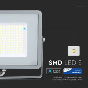 LED Προβολέας 100W V-TAC PRO Samsung Chip Γκρι 100° 11500lm Αδιάβροχος IP65 Ψυχρό   6400K – 21771
