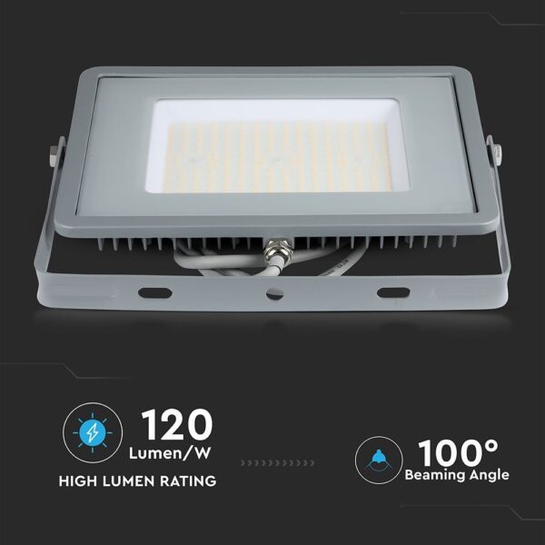 LED Προβολέας 100W V-TAC PRO Samsung Chip Γκρι 100° 11500lm Αδιάβροχος IP65 Ψυχρό   6400K – 21771