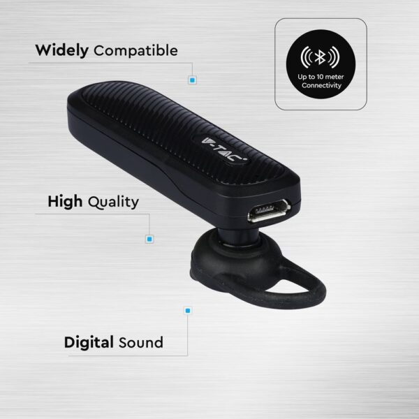 Ασύρματο Ακουστικό Bluetooth Handsfree V-TAC Μαύρο – 7700