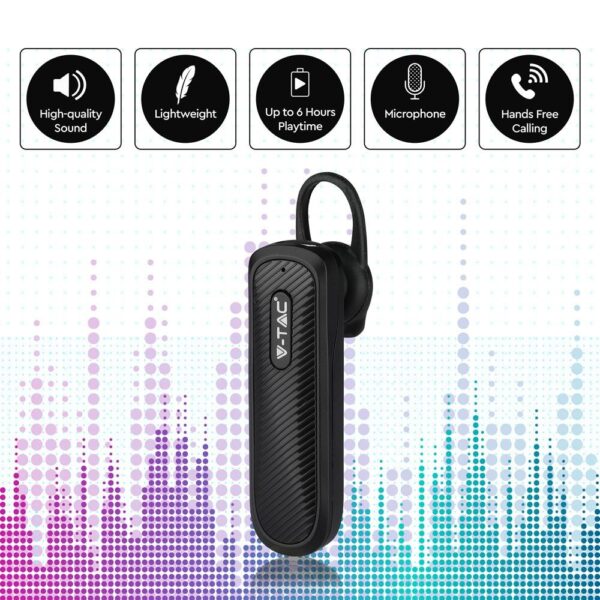 Ασύρματο Ακουστικό Bluetooth Handsfree V-TAC Μαύρο – 7700