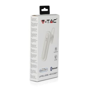 Ασύρματο Ακουστικό Bluetooth Handsfree V-TAC Λευκό – 7701