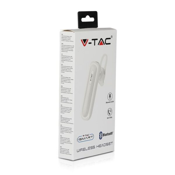 Ασύρματο Ακουστικό Bluetooth Handsfree V-TAC Λευκό – 7701