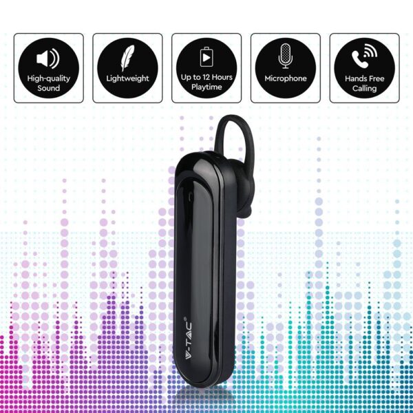 Ασύρματο Ακουστικό Bluetooth Handsfree V-TAC Μαύρο – 7702