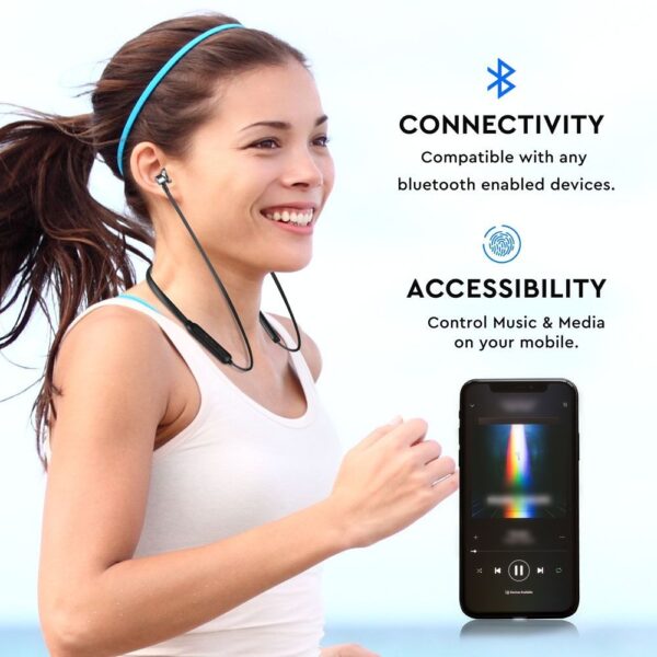 Ακουστικά Sport Stereo Handsfree Bluetooth Μαγνητικά με Mικρόφωνο Μαύρα V-TAC – 7710
