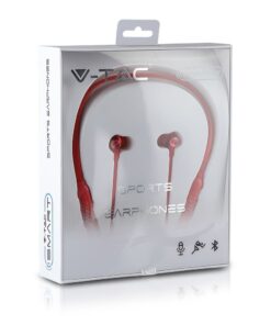 Ακουστικά Sport Stereo Handsfree Bluetooth Μαγνητικά με Mικρόφωνο Κόκκινα V-TAC – 7711