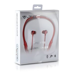 Ακουστικά Sport Stereo Handsfree Bluetooth Μαγνητικά με Mικρόφωνο Κόκκινα V-TAC – 7711