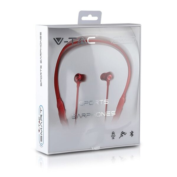 Ακουστικά Sport Stereo Handsfree Bluetooth Μαγνητικά με Mικρόφωνο Κόκκινα V-TAC – 7711