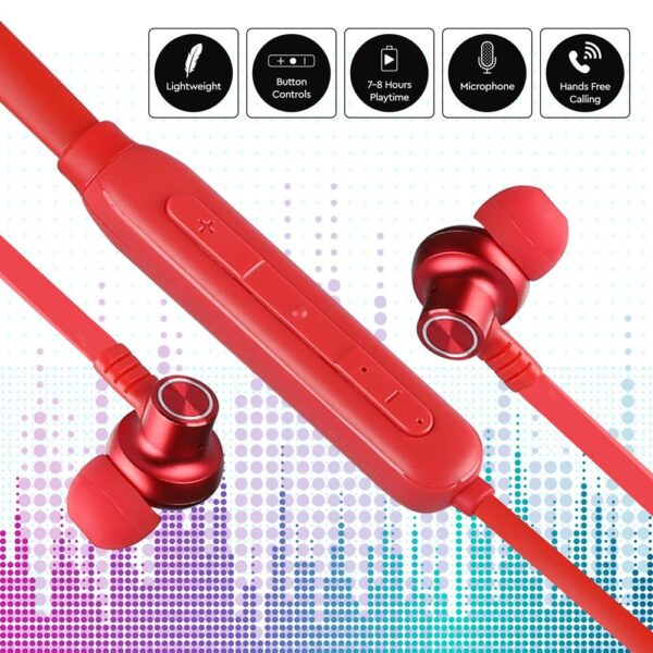 Ακουστικά Sport Stereo Handsfree Bluetooth Μαγνητικά με Mικρόφωνο Κόκκινα V-TAC – 7711