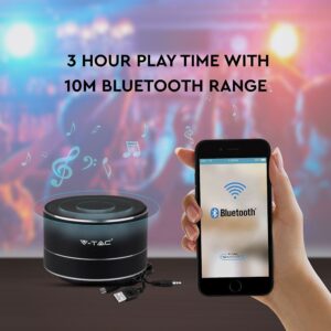 Mini Φορητό Ασύρματο Ηχείο V-TAC Bluetooth 3W Μαύρο – 7712