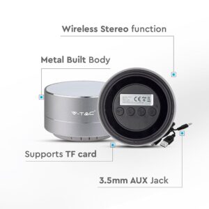 Mini Φορητό Ασύρματο Ηχείο V-TAC Bluetooth 3W Ασημί – 7713 (Αντιγραφή)