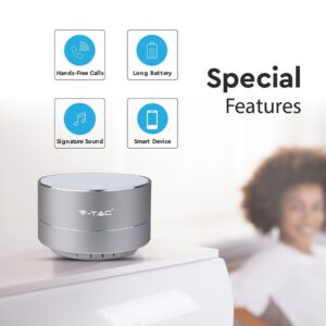 Mini Φορητό Ασύρματο Ηχείο V-TAC Bluetooth 3W Ασημί – 7713 (Αντιγραφή)