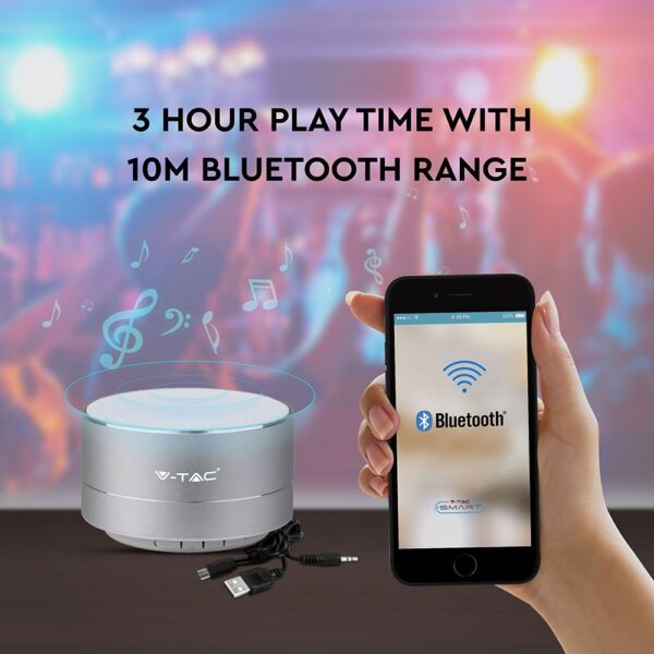 Mini Φορητό Ασύρματο Ηχείο V-TAC Bluetooth 3W Ασημί – 7713 (Αντιγραφή)
