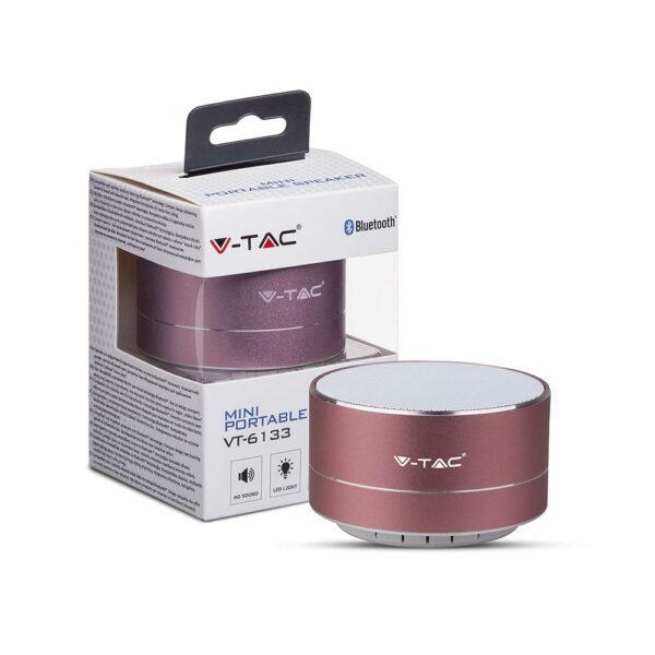 Mini Φορητό Ασύρματο Ηχείο V-TAC Bluetooth 3W Ροζ Χρυσό – 7715