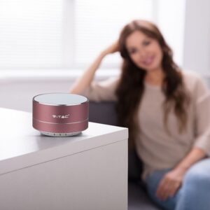 Mini Φορητό Ασύρματο Ηχείο V-TAC Bluetooth 3W Ροζ Χρυσό – 7715