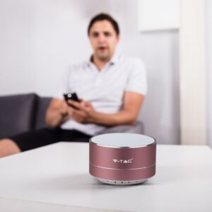 Mini Φορητό Ασύρματο Ηχείο V-TAC Bluetooth 3W Ροζ Χρυσό – 7715