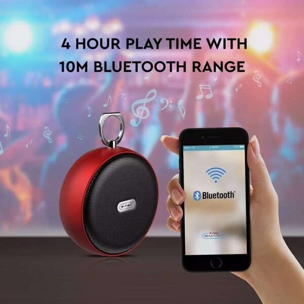 Mini Φορητό Ασύρματο Ηχείο 4W με Μικρόφωνο V-TAC Bluetooth Κόκκινο – 7716