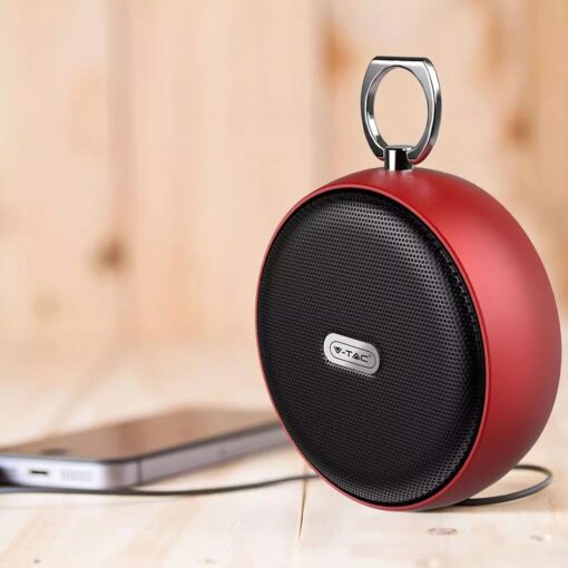 Mini Φορητό Ασύρματο Ηχείο 4W με Μικρόφωνο V-TAC Bluetooth Κόκκινο – 7716