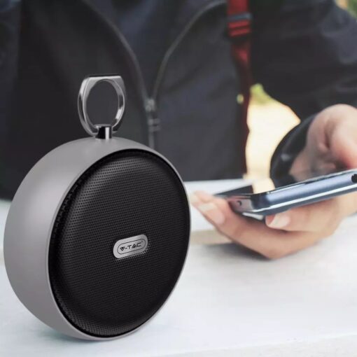 Mini Φορητό Ασύρματο Ηχείο 4W με Μικρόφωνο V-TAC Bluetooth Γκρι – 7717