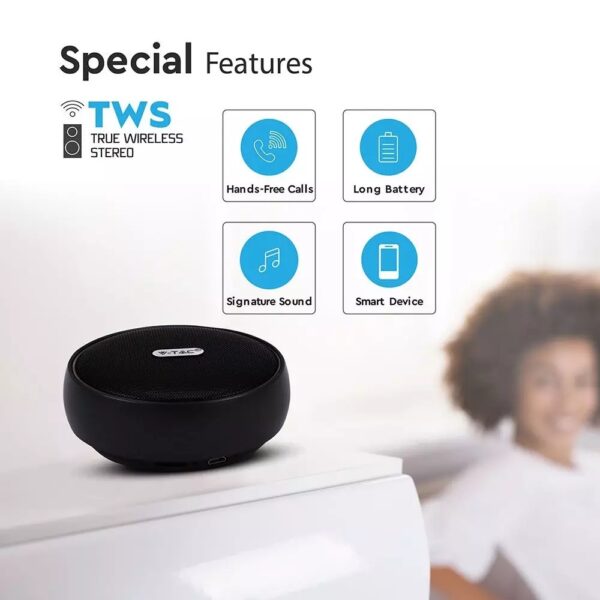Mini Φορητό Ασύρματο Ηχείο 4W με Μικρόφωνο V-TAC Bluetooth Μαύρο – 7718