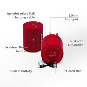 Φορητό Ασύρματο Ηχείο 5W με Μικρόφωνο V-TAC Bluetooth Κόκκινο 5W – 7719