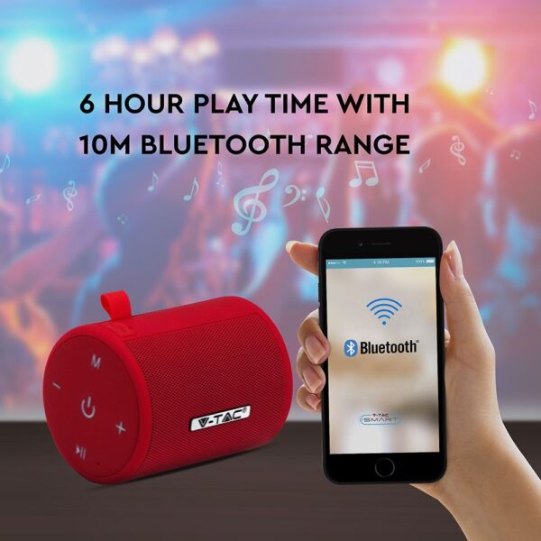 Φορητό Ασύρματο Ηχείο 5W με Μικρόφωνο V-TAC Bluetooth Κόκκινο 5W – 7719