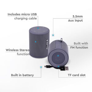 Φορητό Ασύρματο Ηχείο 5W με Μικρόφωνο V-TAC Bluetooth Γκρι – 7720