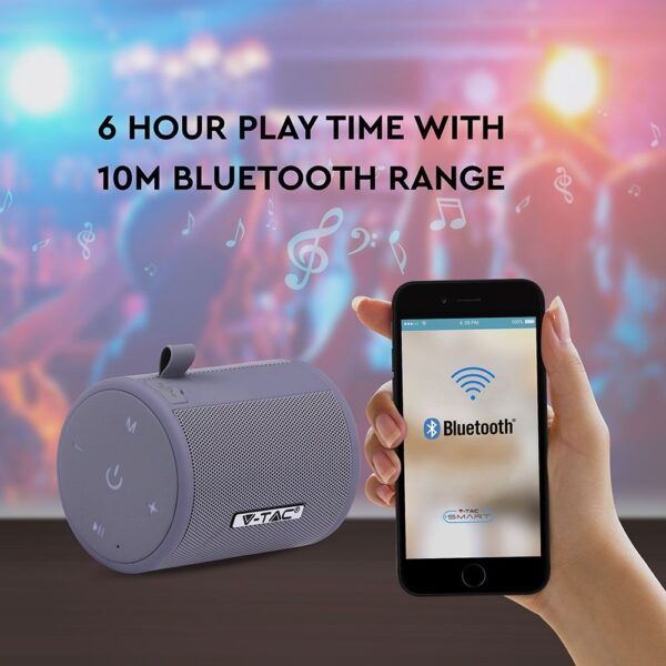 Φορητό Ασύρματο Ηχείο 5W με Μικρόφωνο V-TAC Bluetooth Γκρι – 7720