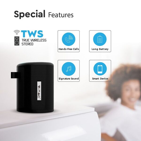 Φορητό Ασύρματο Ηχείο 5W με Μικρόφωνο V-TAC Bluetooth Μαύρο – 7721
