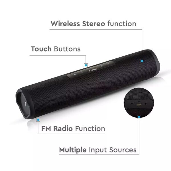 Φορητό Ασύρματο Ηχείο 6W με Μικρόφωνο FM RADIO USB και Κάρτα μνήμης V-TAC Bluetooth Μαύρο – 7726