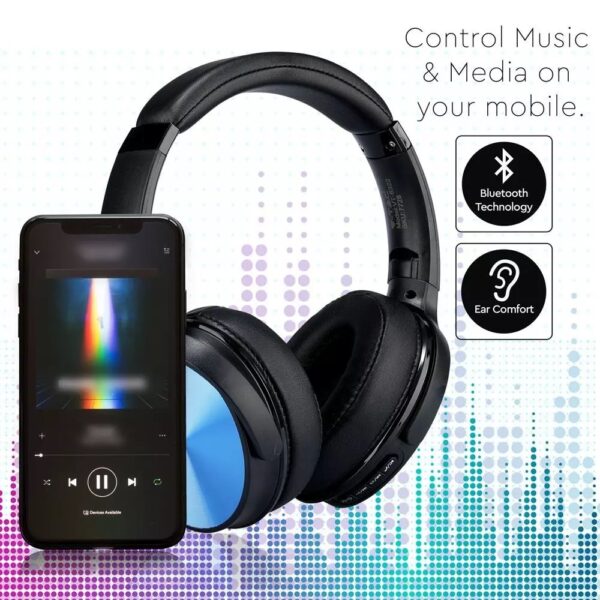 Ασύρματα Ακουστικά Bluetooth Μπλε V-TAC Headband Stereo με Mικρόφωνο – 7728
