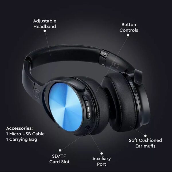 Ασύρματα Ακουστικά Bluetooth Μπλε V-TAC Headband Stereo με Mικρόφωνο – 7728