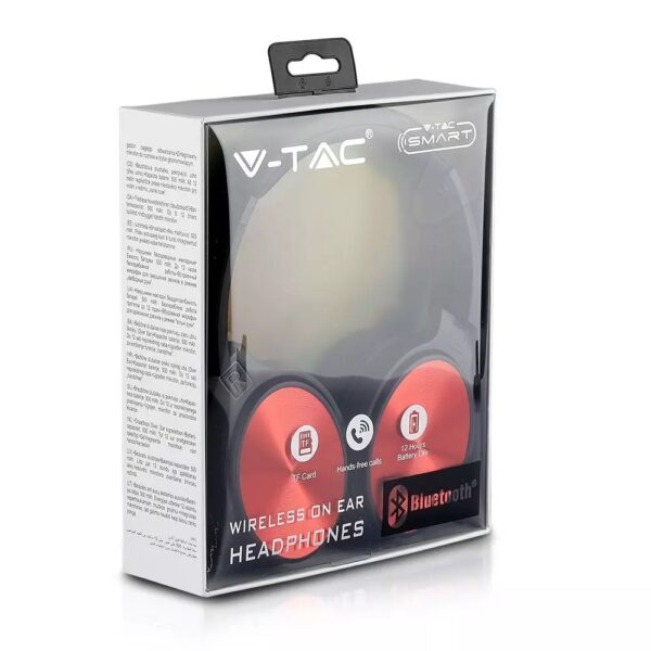 Ασύρματα Ακουστικά Bluetooth Κόκκινα V-TAC Headband Stereo με Mικρόφωνο – 7729