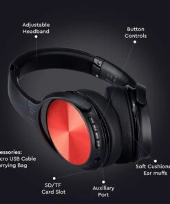 Ασύρματα Ακουστικά Bluetooth Κόκκινα V-TAC Headband Stereo με Mικρόφωνο – 7729