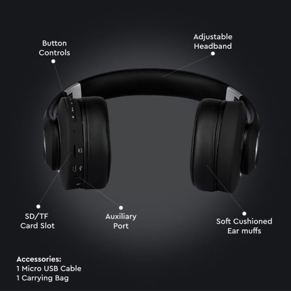 Ασύρματα Ακουστικά Bluetooth Μαύρα V-TAC Headband Stereo με Mικρόφωνο – 7730