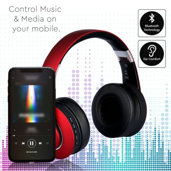 Ασύρματα Ακουστικά Bluetooth Κόκκινα V-TAC Headband Stereo με Mικρόφωνο – 7731