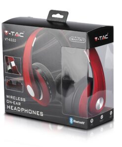 Ασύρματα Ακουστικά Bluetooth Κόκκινα V-TAC Headband Stereo με Mικρόφωνο – 7731