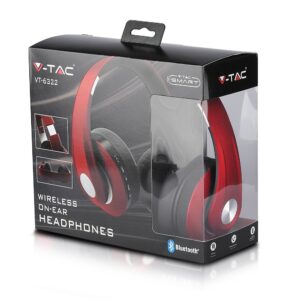 Ασύρματα Ακουστικά Bluetooth Κόκκινα V-TAC Headband Stereo με Mικρόφωνο – 7731