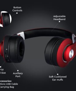 Ασύρματα Ακουστικά Bluetooth Κόκκινα V-TAC Headband Stereo με Mικρόφωνο – 7731