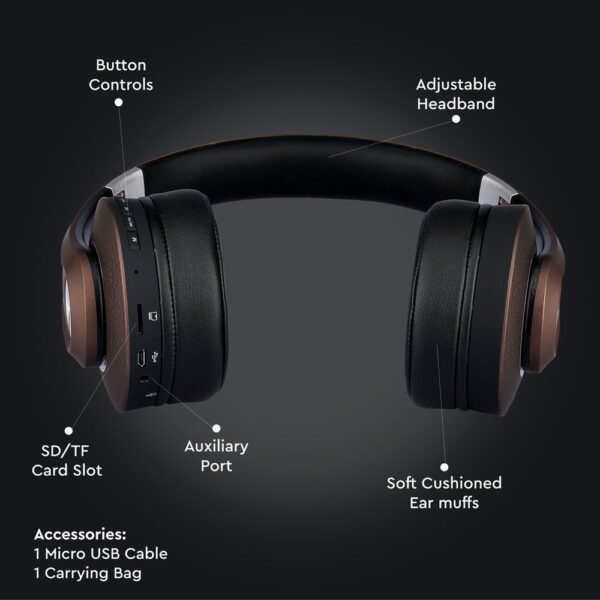 Ασύρματα Ακουστικά Bluetooth Καφέ V-TAC Headband Stereo με Mικρόφωνο – 7732