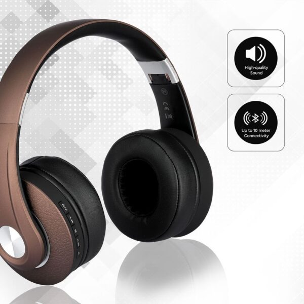 Ασύρματα Ακουστικά Bluetooth Καφέ V-TAC Headband Stereo με Mικρόφωνο – 7732