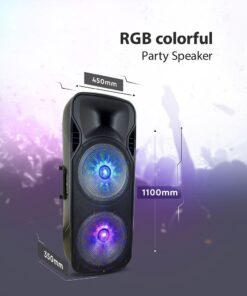 Φορητό Ασύρματο Ηχείο Bluetooth 150W RGB LED Τηλεχειριστήριο & Ασύρματο Μικρόφωνο Καραόκε V-TAC Μαύρο – 7733