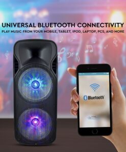 Φορητό Ασύρματο Ηχείο Bluetooth 150W RGB LED Τηλεχειριστήριο & Ασύρματο Μικρόφωνο Καραόκε V-TAC Μαύρο – 7733