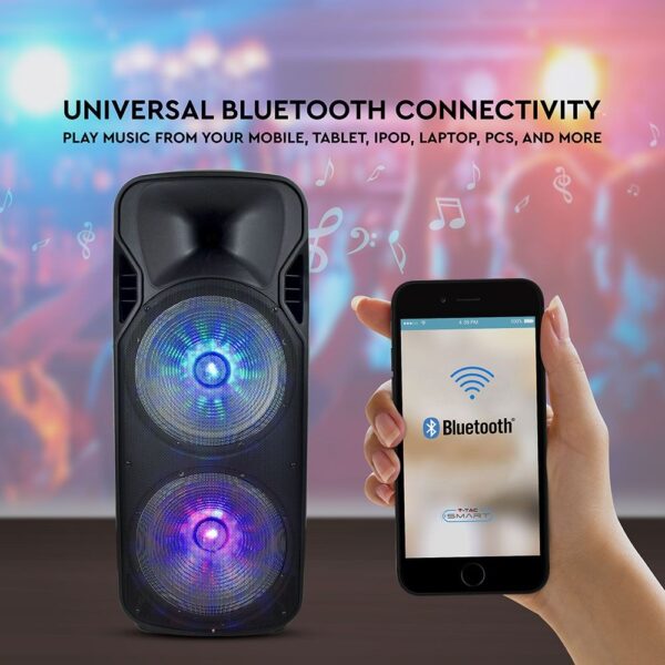 Φορητό Ασύρματο Ηχείο Bluetooth 150W RGB LED Τηλεχειριστήριο & Ασύρματο Μικρόφωνο Καραόκε V-TAC Μαύρο – 7733