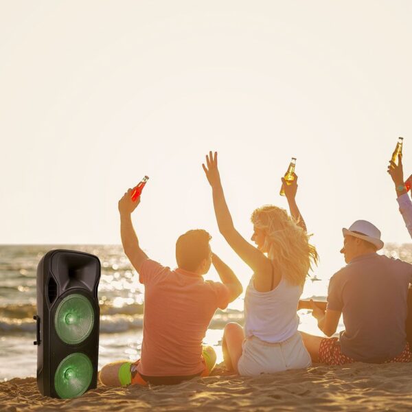 Φορητό Ασύρματο Ηχείο Bluetooth 150W RGB LED Τηλεχειριστήριο & Ασύρματο Μικρόφωνο Καραόκε V-TAC Μαύρο – 7733