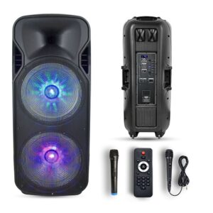 Φορητό Ασύρματο Ηχείο Bluetooth 150W RGB LED Τηλεχειριστήριο & Ασύρματο Μικρόφωνο Καραόκε V-TAC Μαύρο – 7733