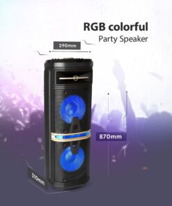 Φορητό Ασύρματο Ηχείο Bluetooth 120W RGB LED Τηλεχειριστήριο & Ασύρματο Μικρόφωνο Καραόκε V-TAC Μαύρο – 7734