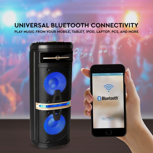 Φορητό Ασύρματο Ηχείο Bluetooth 120W RGB LED Τηλεχειριστήριο & Ασύρματο Μικρόφωνο Καραόκε V-TAC Μαύρο – 7734